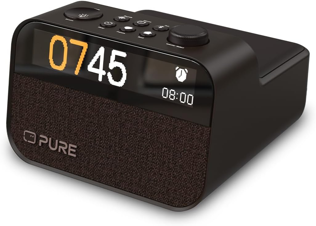 RELOJ DESPERTADOR PURE MOMENT CHARGE BLACK BT LUZ