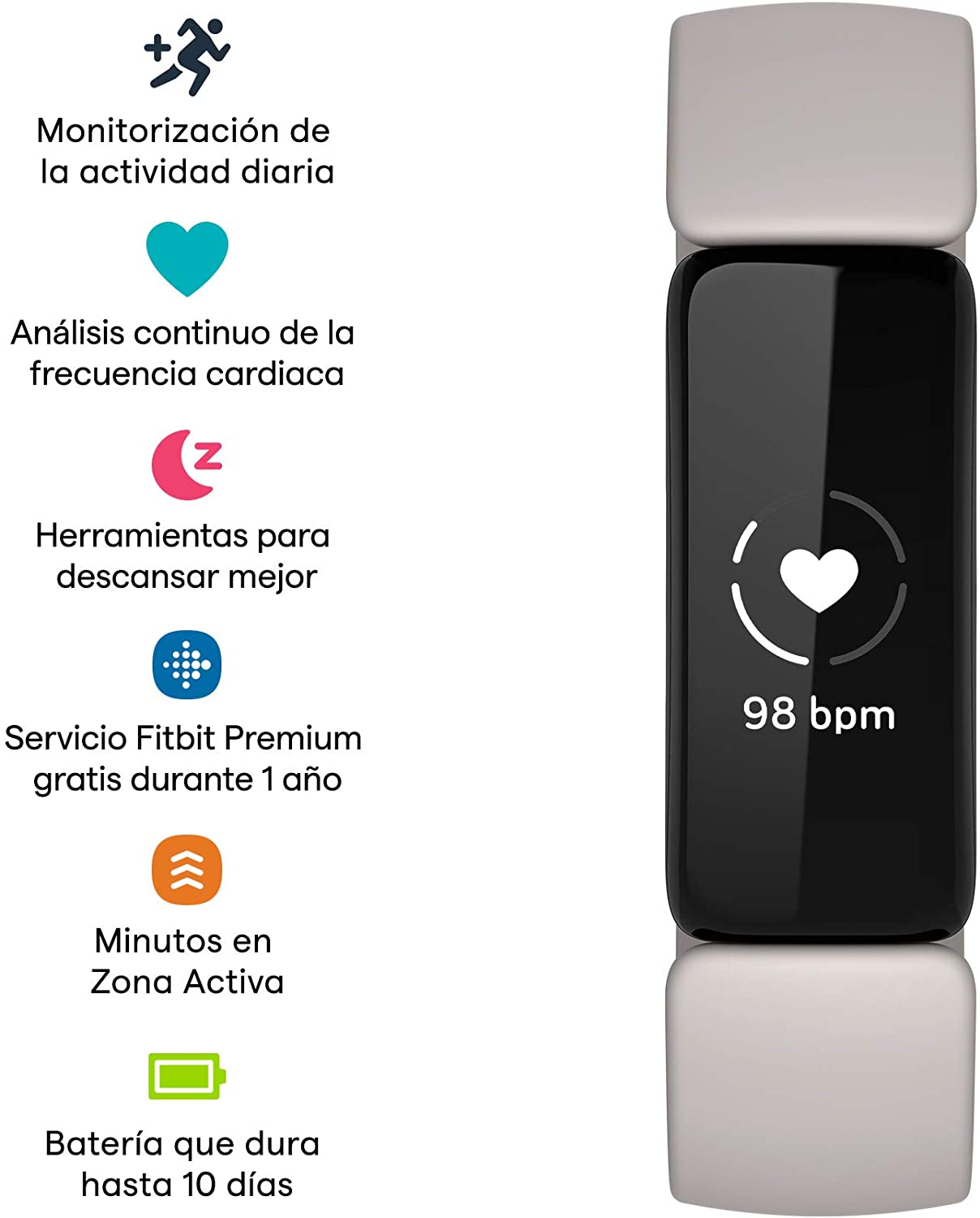 Fitbit Inspire 2 Pulsera de Actividad Blanco Marfil