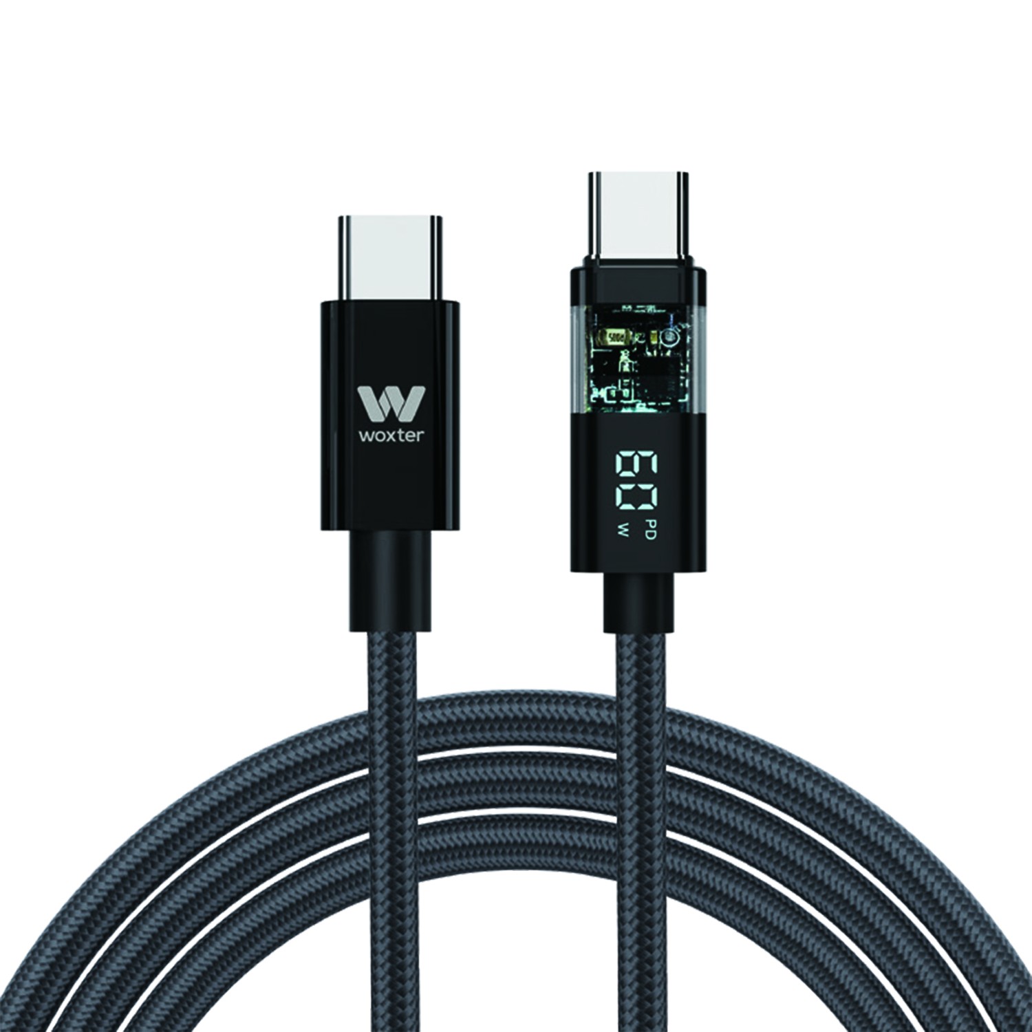 WOXTER CABLE TYPE C 100W BLACK DISPLAY 2M